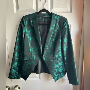 Gibson Metallic Green and Black Women's Tuxedo Blazer - M